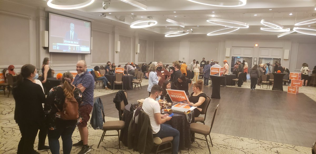 Solidarity shown here between NDP candidates as <a href="/LauraMaeLindo/">Laura Mae Lindo</a> comforts <a href="/Karen_Meissner_/">Karen Meissner (she/her/elle)</a> &amp; <a href="/weston_jd/">Joanne Weston (she/her), WRDSB Trustee</a> upon their respective arrivals.