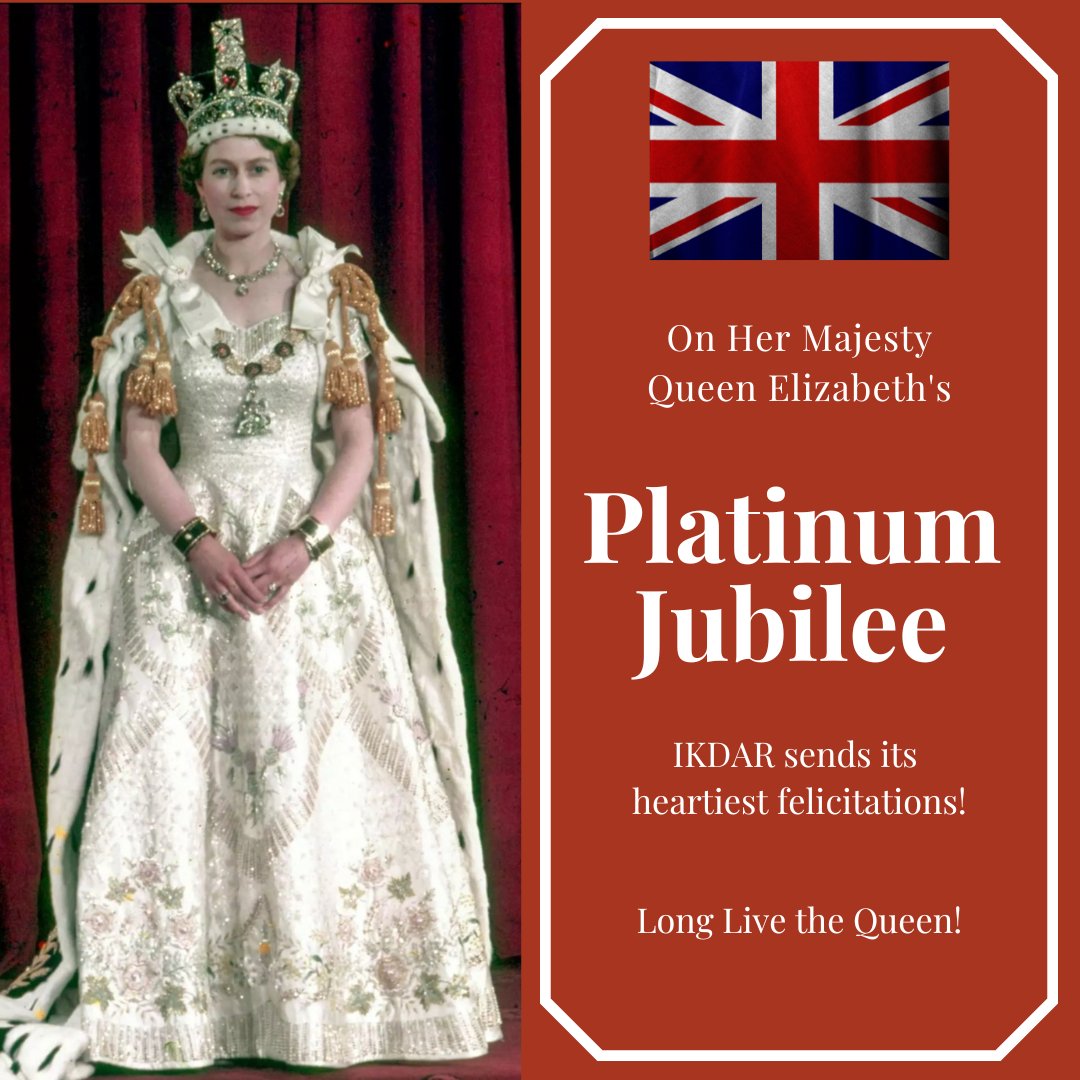 IKDARvision's tweet photo. IKDAR sends its heartiest felicitations to Her Majesty Queen Elizabeth on her #PlatinumJubilee in honor of serving 70 years on the throne. Long live the Queen! @RoyalFamily
Chief Patron Dr. @ImranKhanPTI
Lady @Jemima_Khan #KasimKhan #SulaimanKhan
@DabbirTirmzy @JahangirKTareen https://t.co/hFuF8Y4ULL