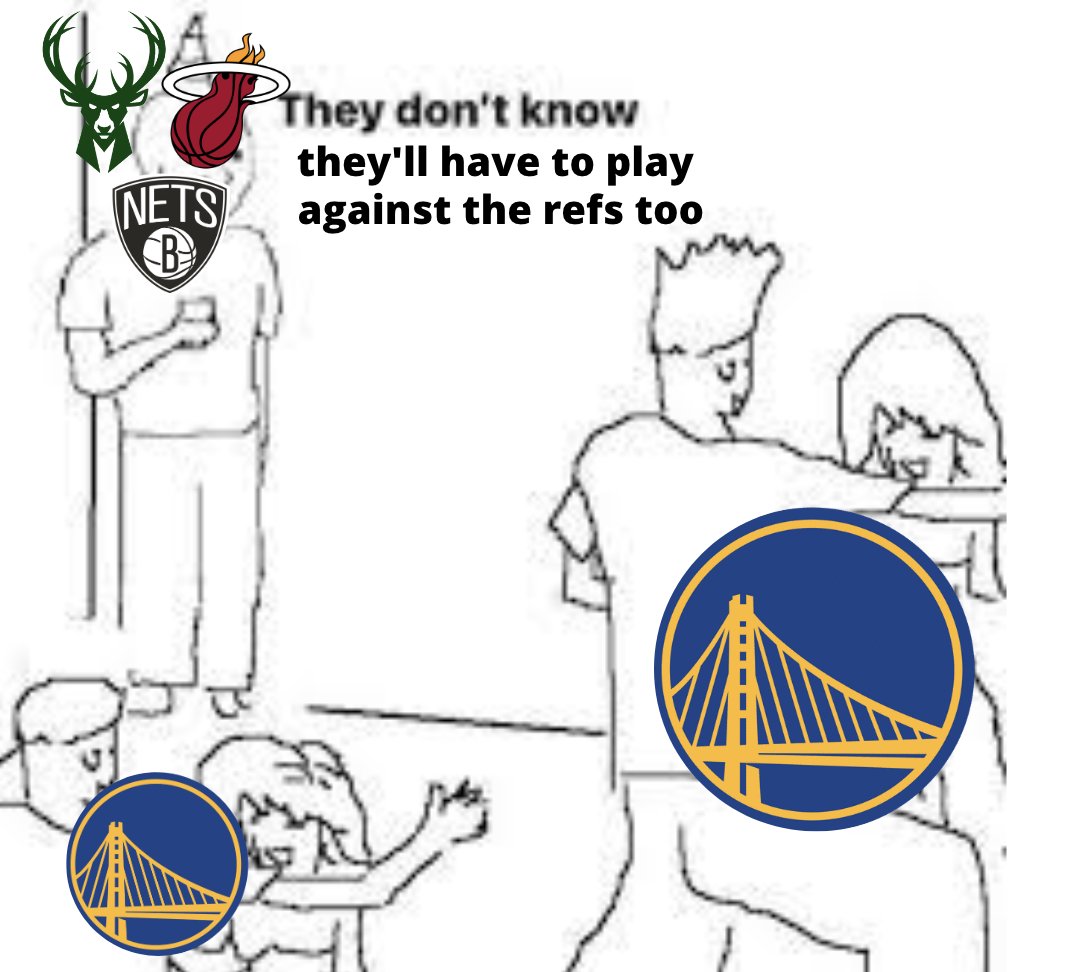 HVTWpodcast's tweet photo. Nets, Bucks, and Heat fans watching Warriors fans complain about calls https://t.co/FVKnT99uWm
