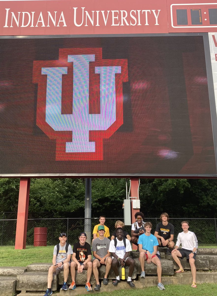 Avon HS State qualifiers and the coaches at IU for pre-State practice. LET’S GO! 200m, 100m and 4x800 relay! <a href="/OrioleAthletics/">Avon OrioleAthletics</a> <a href="/AvonDistance/">Avon Distance</a>