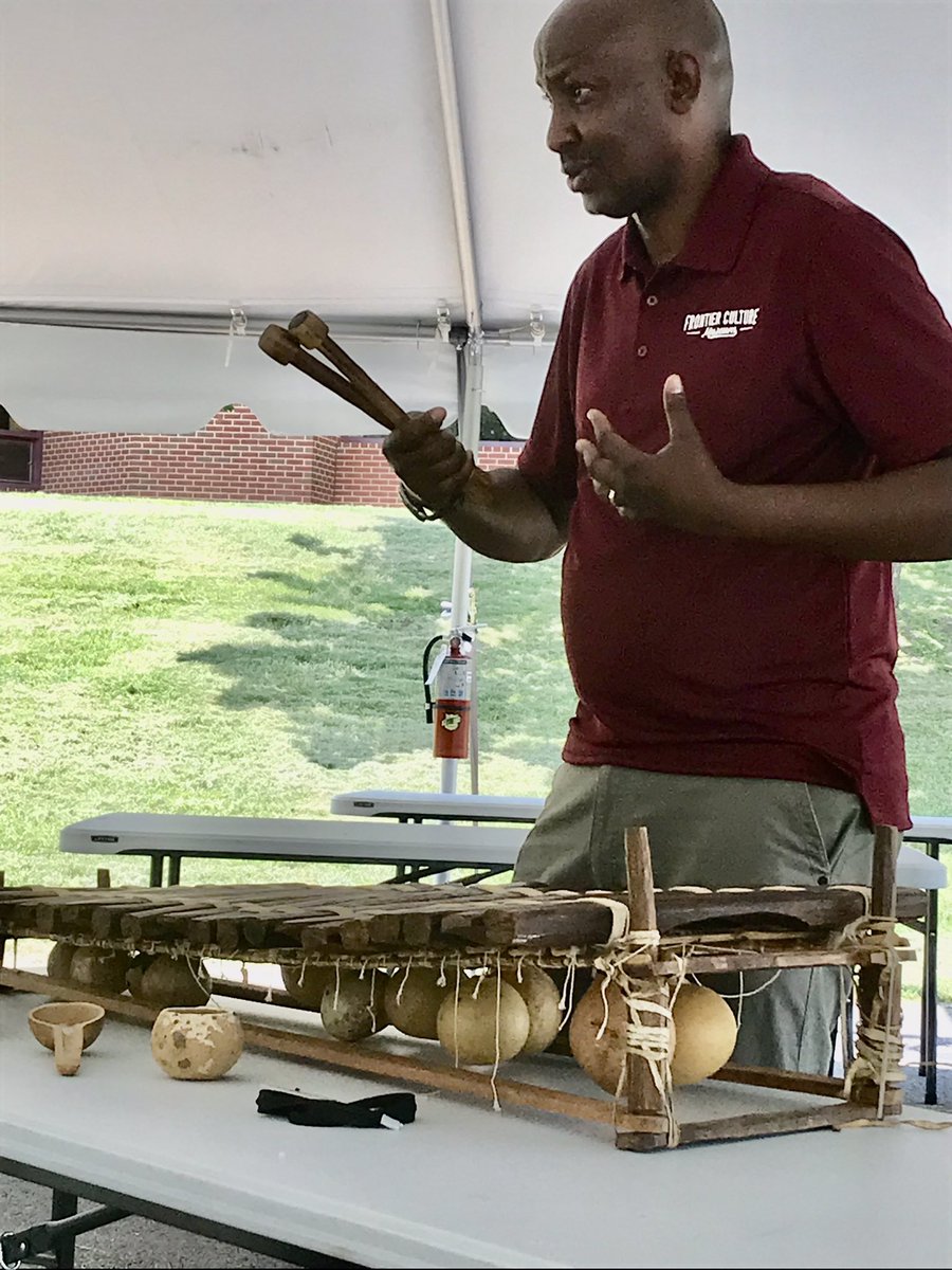 chalkrelic's tweet photo. Fabulous on-site field trip from @FrontierCulture as we enrich our learning about #mali. Storytelling with a balafon, observing a block of salt, and weighing grams of gold nuggets. @MeriwetherLES #3rdhistory https://t.co/HltY49x3ub