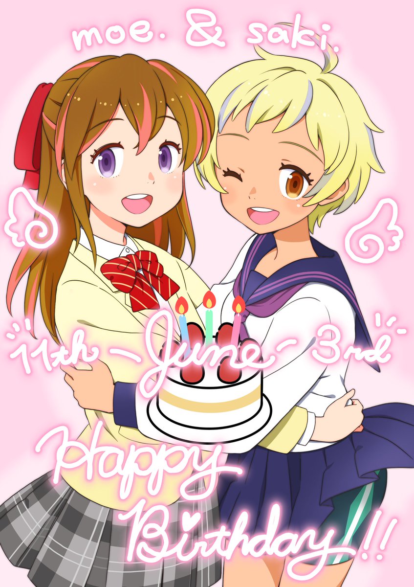 subway_dango's tweet photo. ㊗️松賀咲ちゃん誕生日おめでとう！🎂

萌ちゃんの誕生日ももうすぐなので、今回は二人をお祝いするイラストをイオさん（@io_ekimemo）にお願いしました！二人の笑顔が眩しいですね☺️

#地下鉄に乗るっ
#松賀咲生誕祭
#松賀咲生誕祭2022 https://t.co/f55c4cj88c