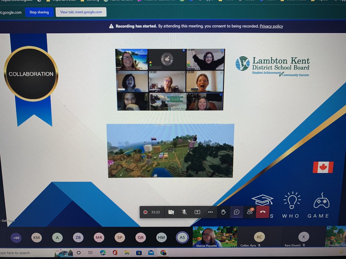 Proud of the <a href="/lkdsb/">Lambton Kent DSB</a> Green Goddesses #Girlswhogame <a href="/KatPapulkas/">Katina</a> <a href="/DellTech/">Dell Technologies</a> <a href="/PlayCraftLearn/">Minecraft Education</a> <a href="/intel/">Intel</a> <a href="/MrsVolland1/">Valerie Volland</a> we were awarded the Collaboration Award! Not bad for a virtual group!
