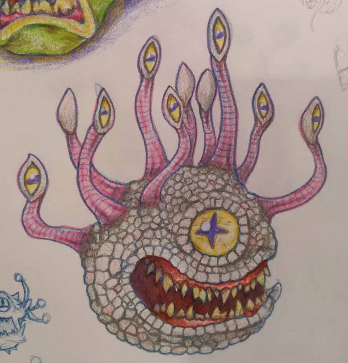 DevouringEye's tweet image. A scaly wormy beholder