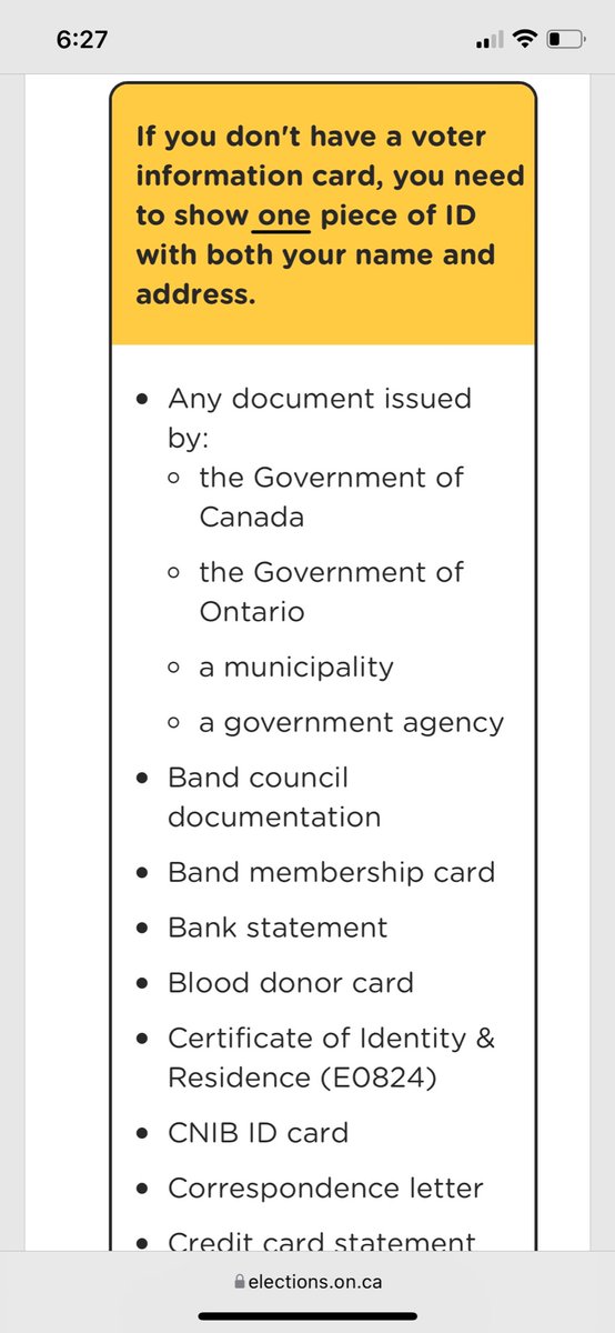 giftygyimah's tweet photo. My family and I went to vote today, but were turned away by @ElectionsON staff because we only had 1 piece of ID (driver’s licence)…even tho their website says you only need ONE piece of ID 🤦🏾♀️ #OntarioElection2022 #OntarioVotes #lostvotes https://t.co/hel3XoiNEr