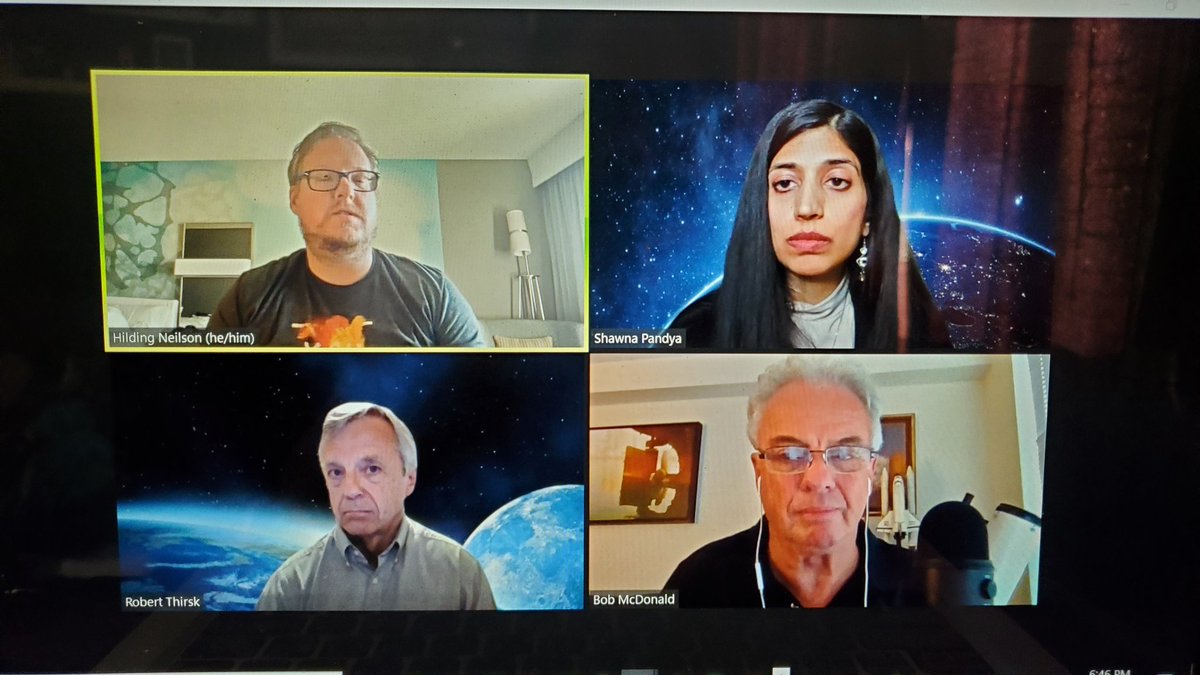 indusspaceCA's tweet photo. Really neat and riveting first panel at tonight's @UofT_Talks #InterstellarUofTtalks feat. @astrojipjawej @shawnapandya @csa_asc Robert Thirsk moderated by @CBCQuirks host! #spacemedicine https://t.co/TlH0HmXtzc