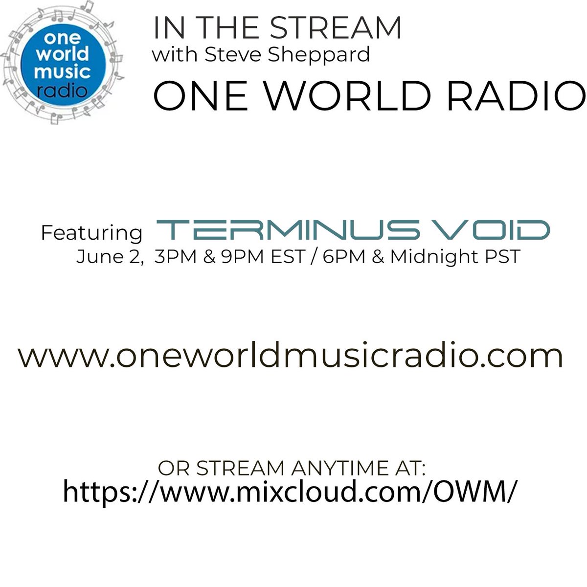 terminus_void's tweet photo. #ambientmusic #electronic #electronica #spacemusic #chillwave #oneworldmusic #terminusvoid @OneWorldMusicEU
Terminus Void on One World Radio
Listen via the direct link:
https://t.co/IZzAZo3F4b https://t.co/y2R6FqZA4O