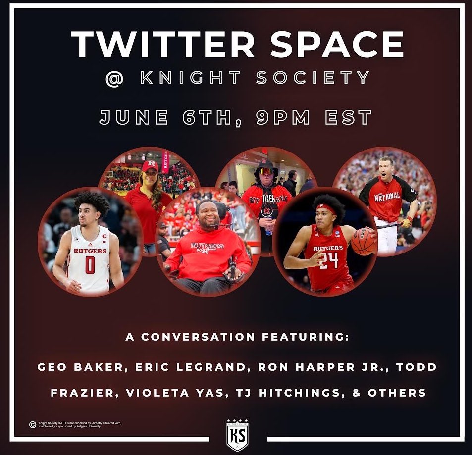 KnightSociety_'s tweet photo. The Biggest Rutgers Athletics conversation EVER! Tune in to our spaces June 6th at 9pm EST! ❤️🖤 https://t.co/zofb9KZk0b