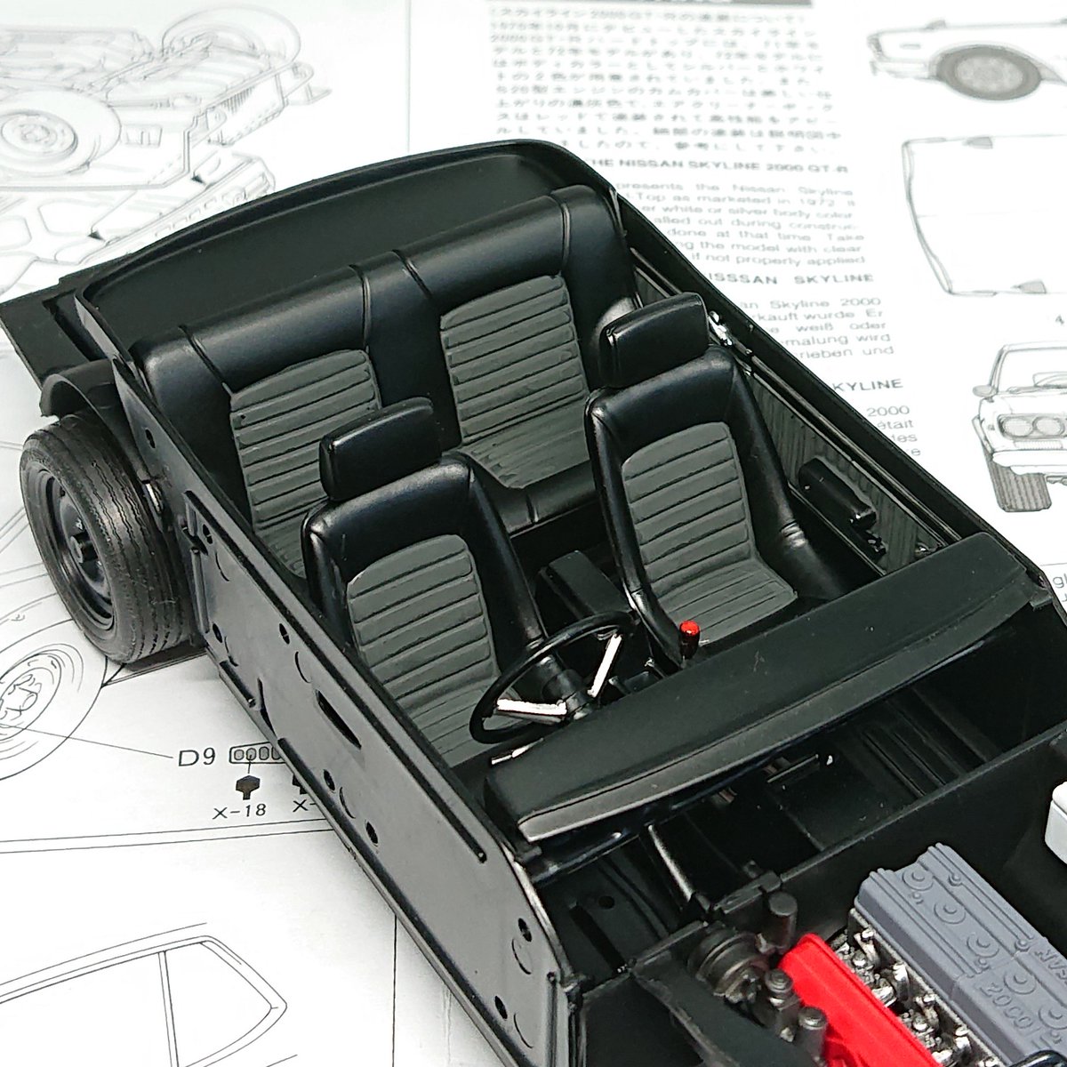 タミヤのハコスカGT-Rの内装を組み立てました。 フィニッシャーズの