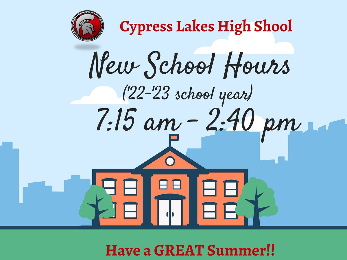 Start planning ahead! 1st period starts at 7:15 am!