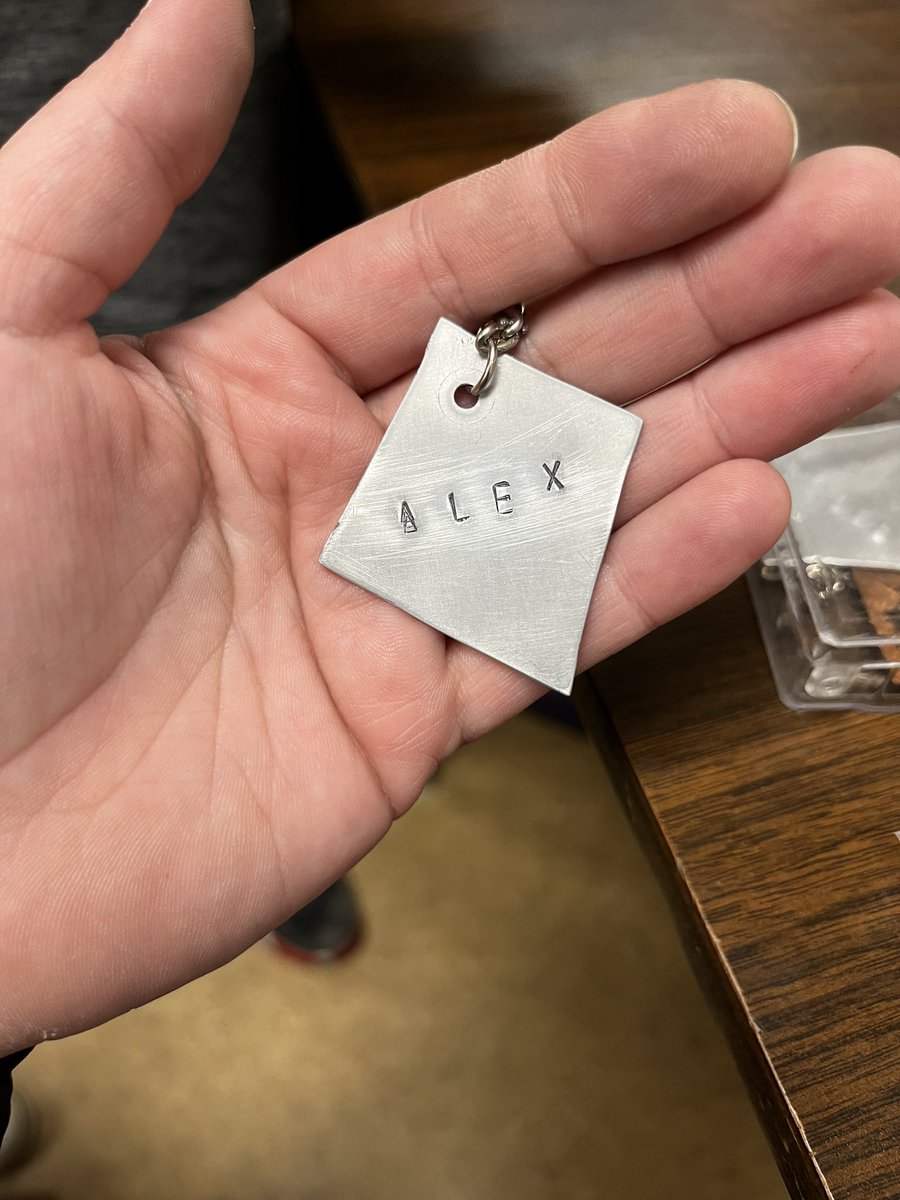 TessRileyVP's tweet photo. We’ve been working on the @SD27_ADST Metal Tags kit! This one I think is one of the faves so far. #lcsslearns @SD27_CC https://t.co/ApZIqmeaS3