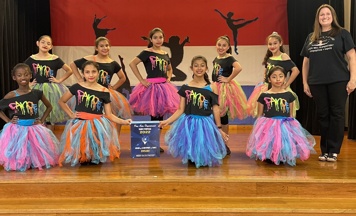 HenryLhenry3's tweet photo. Congratulations to the @KateBellES Dance Company students for receiving a Division 1 Award of Achievement in Dance at the HISD Dance Montage 2022. 🎉 #proudteacher @HoustonISD @SK_HISD_Dance https://t.co/iSLSb6cdRX