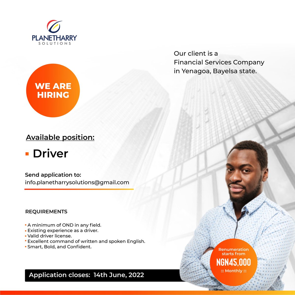 1Porbenihere's tweet photo. We are hiring for a reputable Financial Services Company in Yenagoa Bayelsa state.

Check the flyer for details and instructions.

#Planetharry https://t.co/Us67kI9oVu