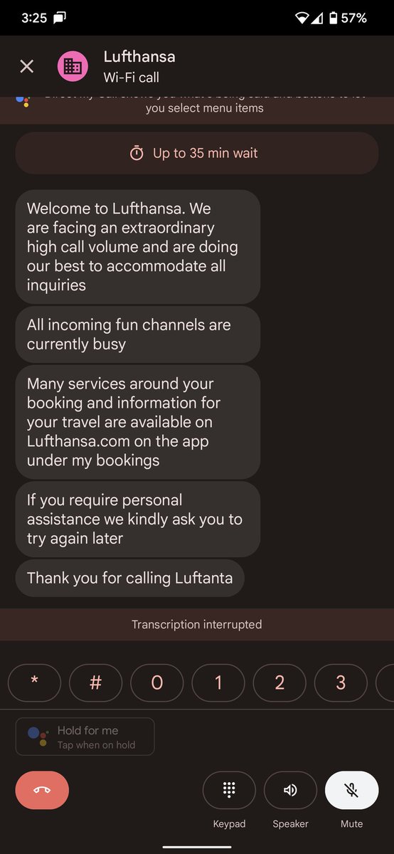 TaggartMcCurdy's tweet photo. This is what @lufthansa customer support looks like. The phone line has looked like that for 3 weeks. https://t.co/VcnDoetKI7