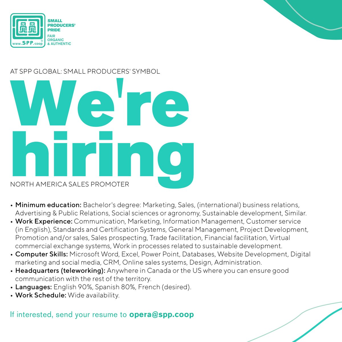 Join our team! 

SPP is currently looking for a North America Sales Promoter. 
See full job description here👇🏼
bit.ly/3LJ6uhG