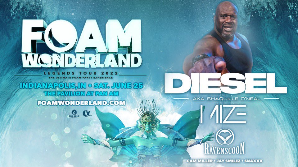 📢 INDY, this is massive! Presenting the world’s largest DJ Shaquille O' Neal aka <a href="/djdiesel/">DJ Diesel</a> headlining The Pavilion at Pan Am on Sat. June 25th! 🤯 Plus heavy support by Mize, Ravenscoon, &amp; more 🔊

Click the link in our bio or here bit.ly/FoamIndy2022. #DowntownIndy