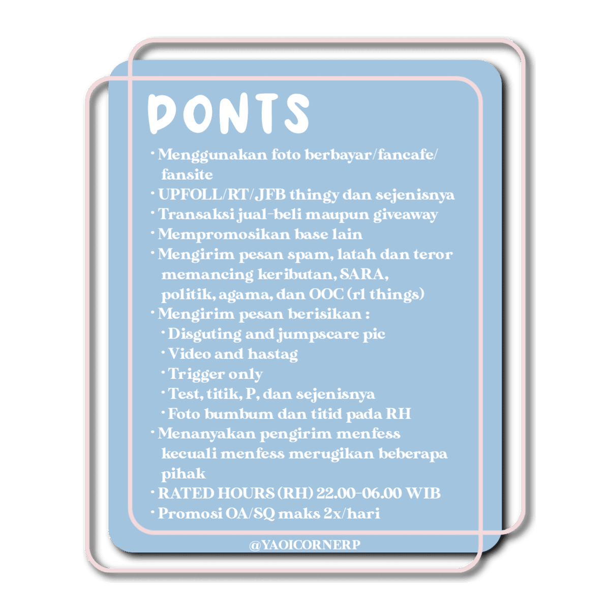 YAOICORNERP's tweet photo. ㅤㅤㅤ
ㅤㅤㅤㅤWelcome  to  Yaoi Corner!
ㅤㅤㅤㅤa  new spot  to having fun,
ㅤㅤㅤㅤmade   a   friends,   got   a
ㅤㅤㅤㅤmatch, sharing everything
ㅤㅤㅤㅤand learn  something  new.
ㅤㅤㅤㅤ https://t.co/VRAb1Ygkh9