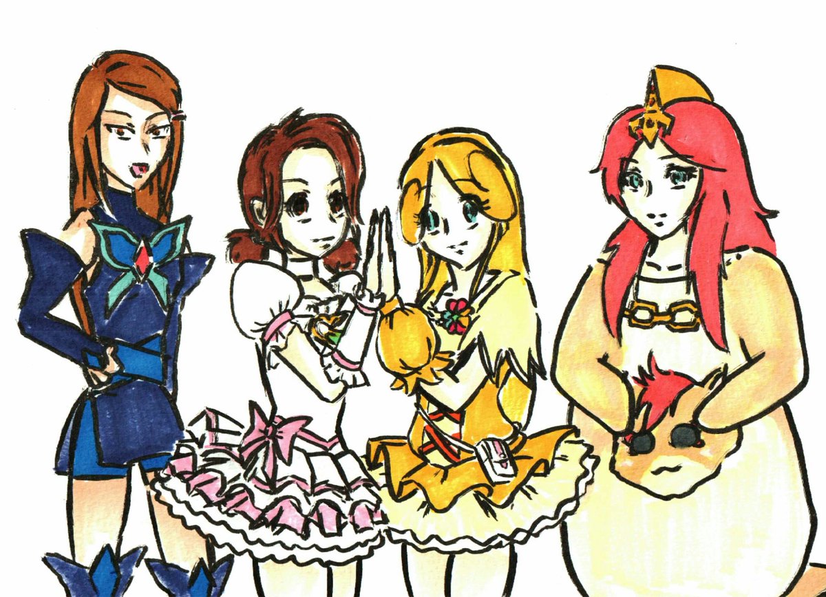 プリキュア中の人ネタ過去絵。
4枚目は分かりづらいけど、ゼンキラセンパイのネタ。 