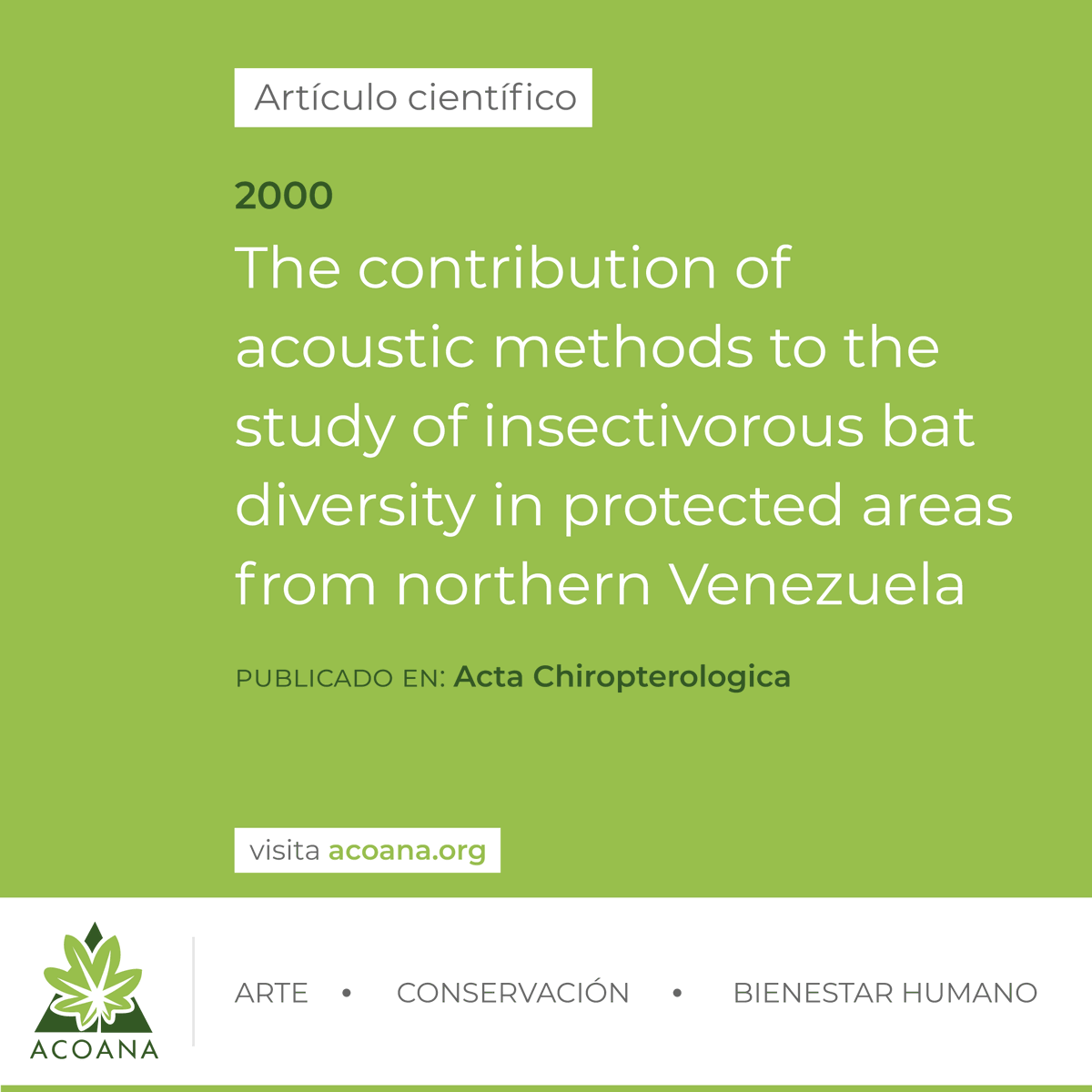 acoanaorg's tweet photo. #ArtículoCientífico | The contribution of acoustic methods to the study of insectivorous bat diversity in protected areas from northern Venezuela #2000 https://t.co/Qyz1jtqFbi https://t.co/hnNu4Mg2wT