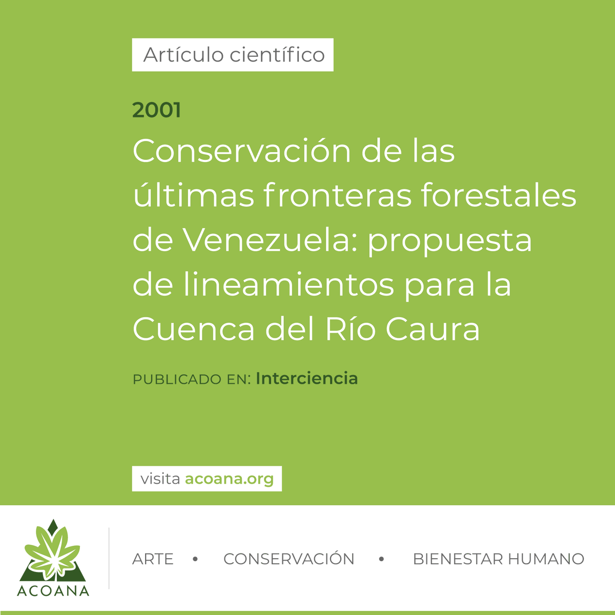 acoanaorg's tweet photo. #ArtículoCientífico | Conservación de las últimas fronteras forestales de Venezuela: propuesta de lineamientos para la Cuenca del Río Caura #2001 https://t.co/TIPeTxo0KY https://t.co/fwSsfeyvgE
