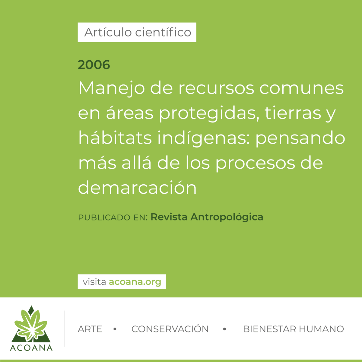 acoanaorg's tweet photo. #ArtículoCientífico | Manejo de recursos comunes en áreas protegidas, tierras y hábitats indígenas: pensando más allá de los procesos de demarcación #2006 https://t.co/6VxzUS2BFC https://t.co/kRwZ9sFoGC