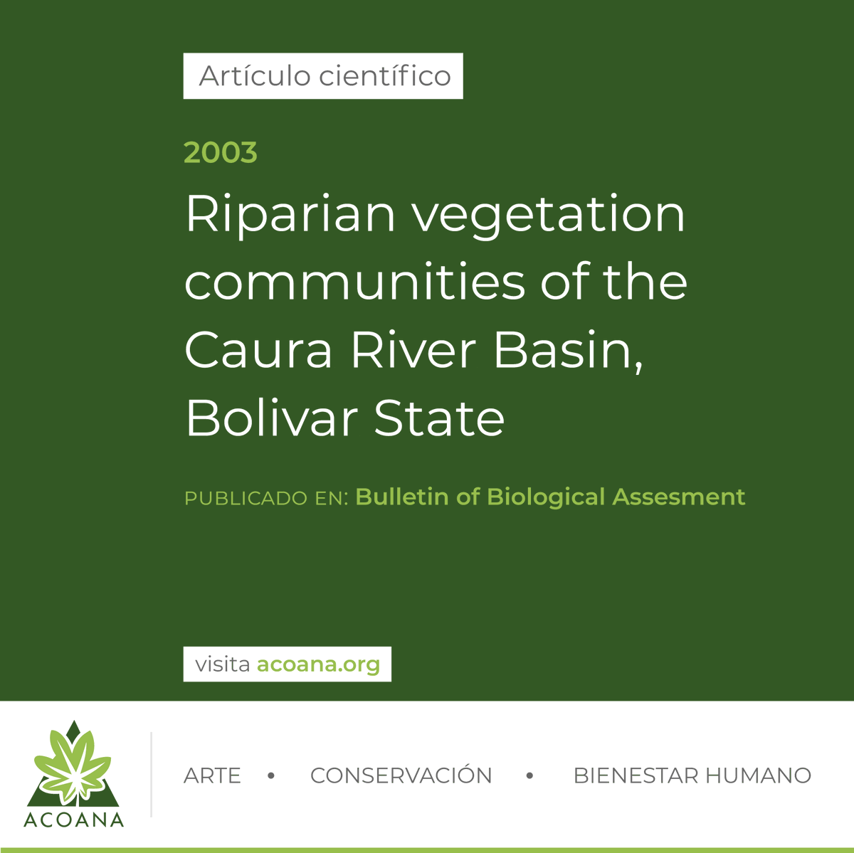 acoanaorg's tweet photo. #ArtículoCientífico | Riparian vegetation communities of the Caura River Basin, Bolivar State #2003 https://t.co/ZfKwdAlTPd https://t.co/k5co1yHGIt