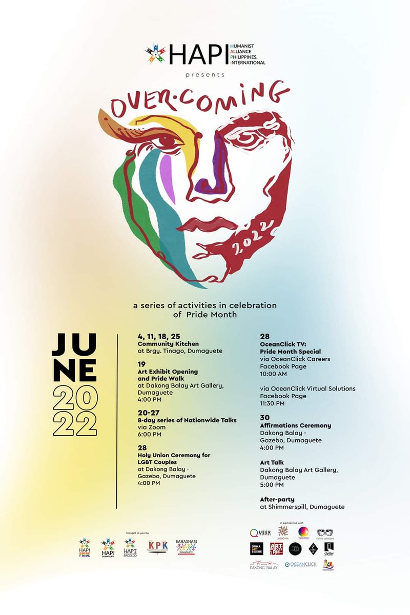 HapiPride's tweet photo. Wave your flags with PRIDE as we over•come and own our identities! 🏳️‍🌈

We are excited to show you the month-long series of events HAPI and its local to national partner-organizations have prepared, featuring a diverse lineup of national and international speakers and artists! https://t.co/CDDMIQyfc8