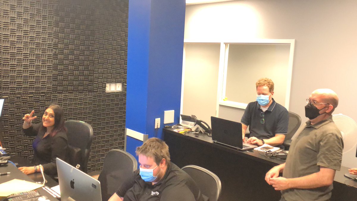 yourtvhalton's tweet photo. A peak inside our COVID conscious control room at #YourTV with @TAHIRATINA #OntarioElection2022 #Onpoli #Oakville #Milton #Burlington #HaltonON https://t.co/M6cN7jVVg2