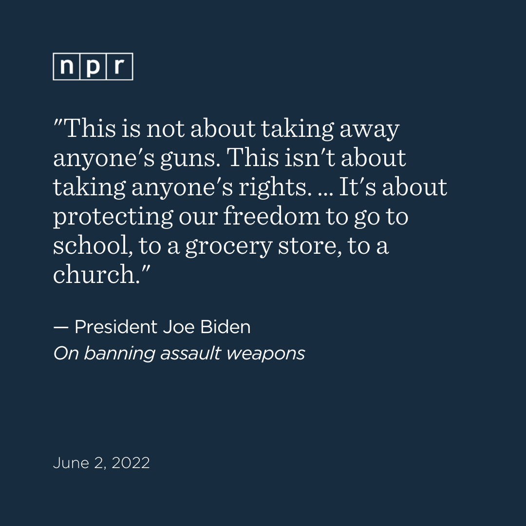Following a string of mass shootings, President Joe Biden renews calls for a ban on assault weapons.
n.pr/3NhkdxF