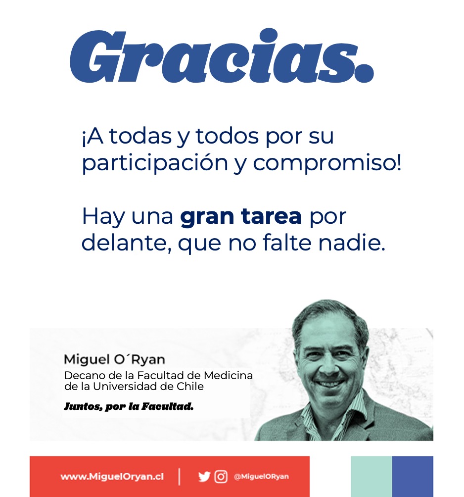 La participación de todos y todas hoy reafirma nuestro compromiso y entrega para que estos 2022 - 2026 trabajemos en comunidad. ¡Juntos por la Facultad de Medicina de la Universidad de Chile! Agradecido por tanto apoyo. 🙌