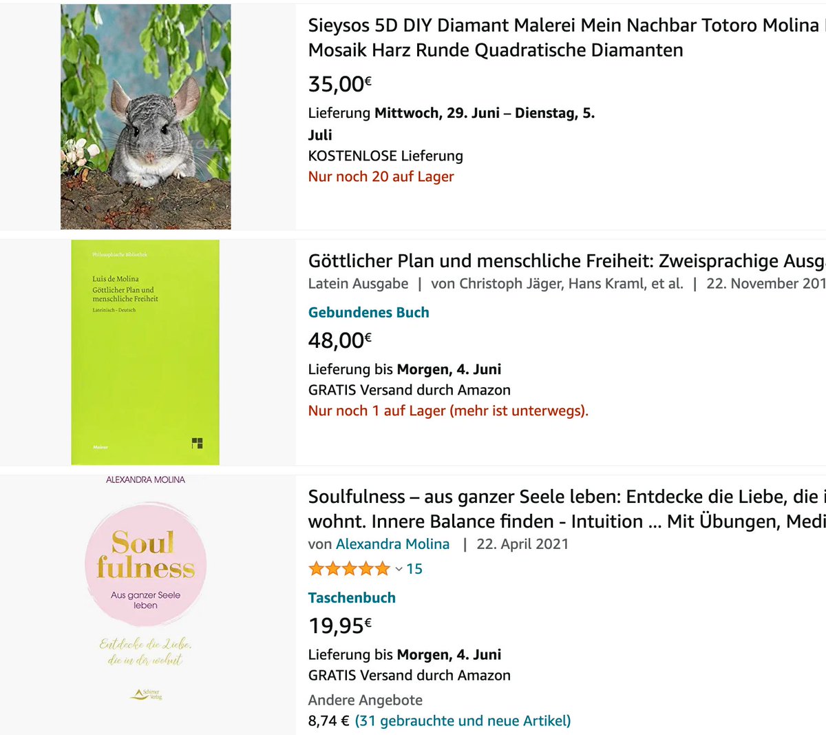 ulrichlehner's tweet photo. Trying to buy a volume on #louis de #molina - and this is what #amazon gives me. #earlymodern #Molinism #middleknowledge https://t.co/u977Vn6FNZ