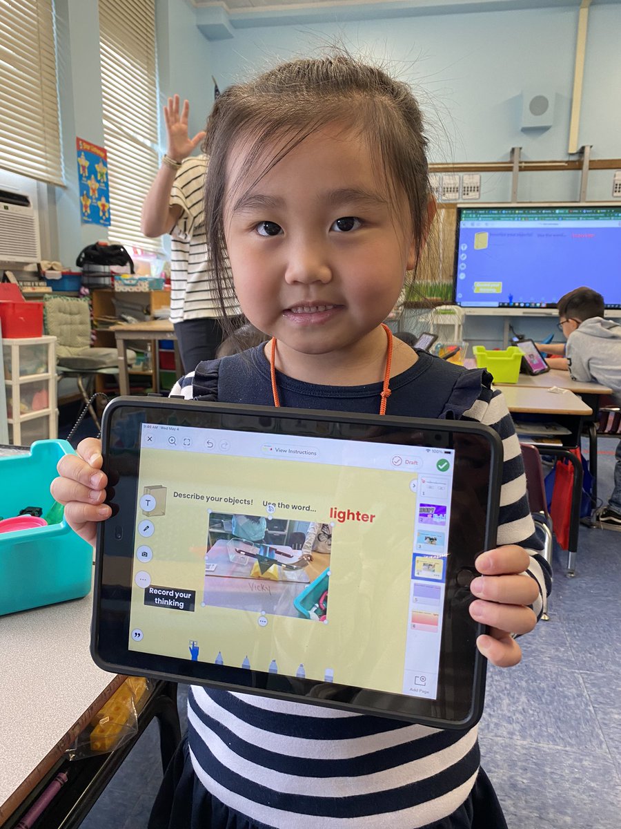 deemartellucci's tweet photo. Amazing kinder mathematicians learning all about measurement during math workshop! Using Seesaw to record our thinking! @Seesaw @bethbarbakoff https://t.co/ULRA27PtOw