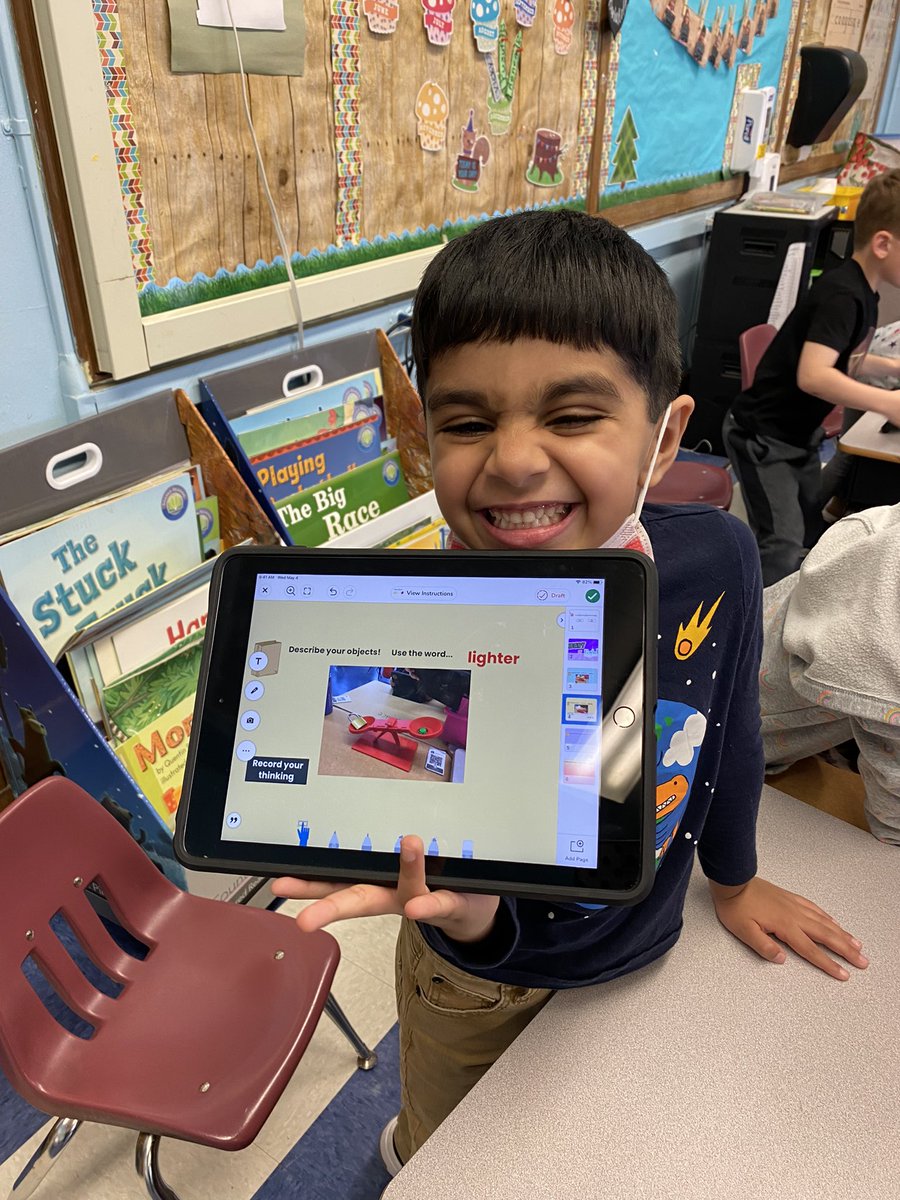 deemartellucci's tweet photo. Amazing kinder mathematicians learning all about measurement during math workshop! Using Seesaw to record our thinking! @Seesaw @bethbarbakoff https://t.co/ULRA27PtOw