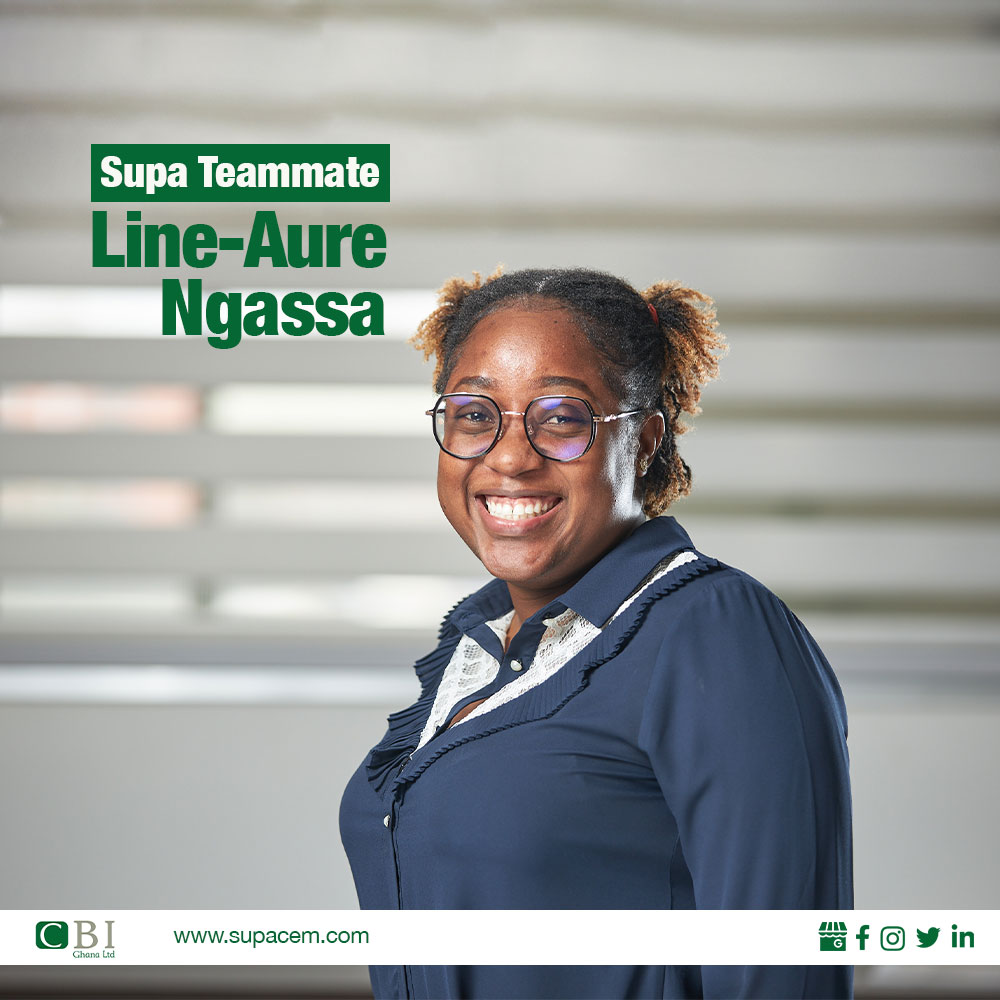 cbighana's tweet photo. Meet our Supa teammate, Line-Aure. Want to know her Supa Power? Line-Aure manages procurement at CBI Ghana. She charms us all every day with her interpersonal skills, while managing our supplier relationships. YOU ROCK, LINE-AURE! ๐
#cbighana #supateam #dreambuilder https://t.co/t9jAD4B8yM