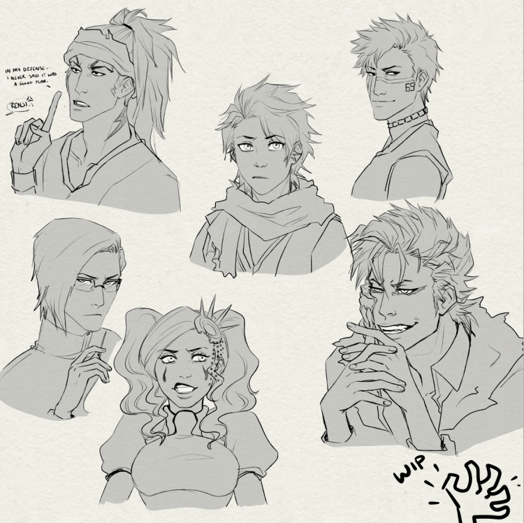 Here were the rest of the headshot requests as well as the base of the finished ones! I got insanely side tracked these past few months and wasn't fully happy with the rest, but an attempt was made. 😙