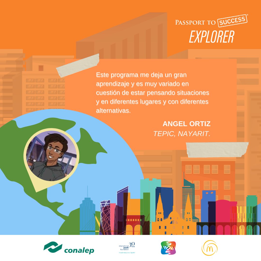 FAJ_IAP's tweet photo. Con el programa #PTSExplorer 🌎 hemos logrado apoyar a jóvenes de otras entidades, como el caso de Beto que vive en Tuxtepec, Oaxaca. ¡Compártenos tu opinión! #FAJIAP #YoSoyJoven #ViveCONALEP #IYF #ArcosDorados @CONALEP_Mex @IYF @McDonaldsMexico https://t.co/70OuFw866E