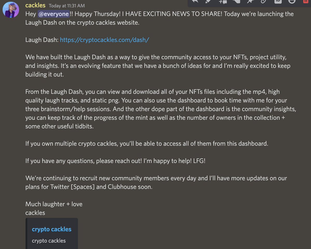 crypto cackles (MINTING NOW) tweet media