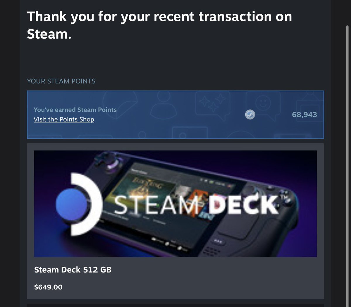DavidMcGhee's tweet photo. #SteamDeck finally ordered!  Woohoo! 😁 https://t.co/dqKnegYX4B