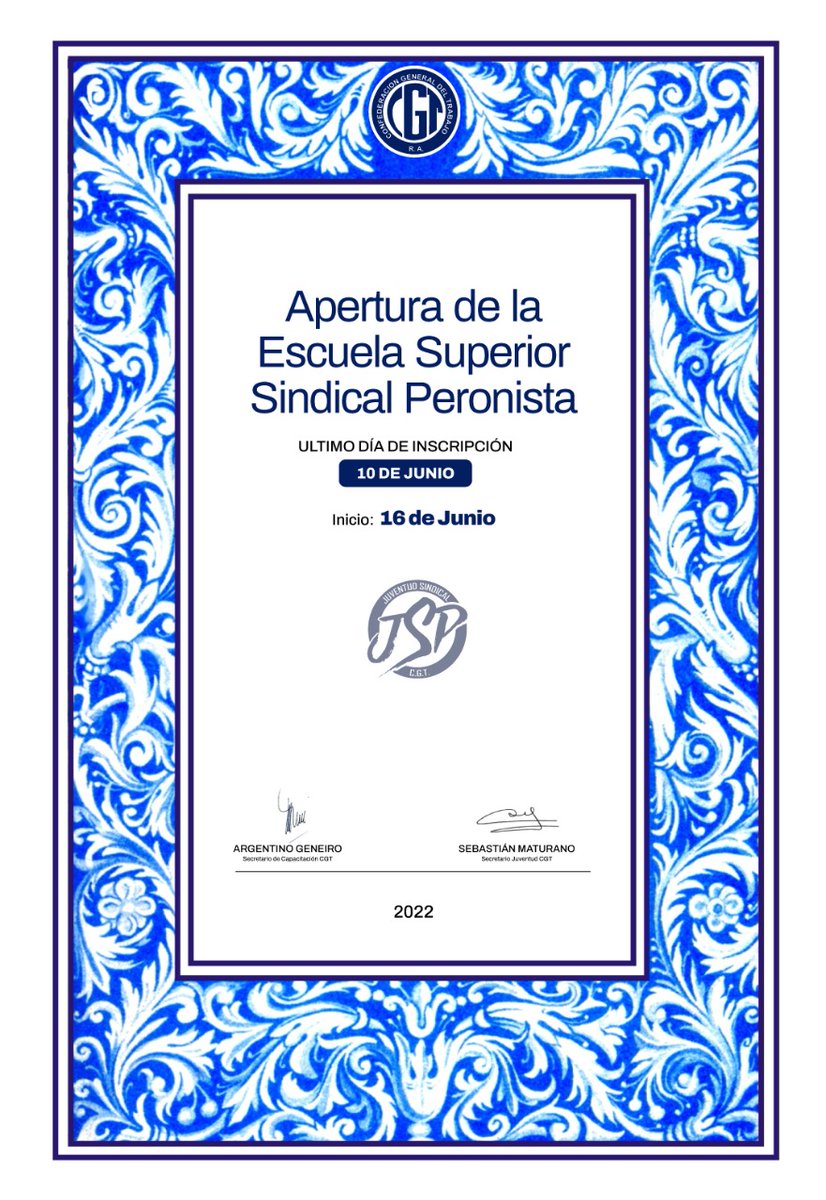 cgtoficial.org/se-lanza-la-es…. Los esperamos a todos y a todas a participar de la capacitación que realizará la secretaria de capacitación y juventud de la CGT en el salón Felipe Vallese. 
5 meses a puro Peronismo. <a href="/hectordaer/">Héctor Daer</a> <a href="/CgtJuventud/">JuventudSindicalCGT 🇦🇷</a> #titogeneiro