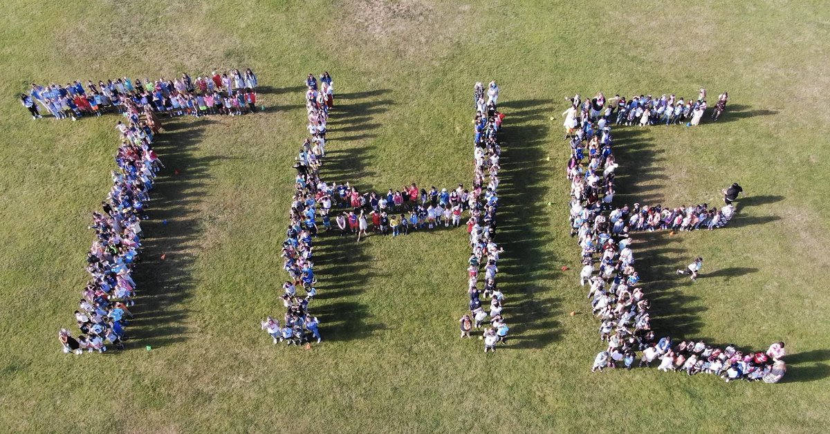 Shout out to #cocosheriff who brought their drone to school today to take a whole school picture - isn't it amazing?!