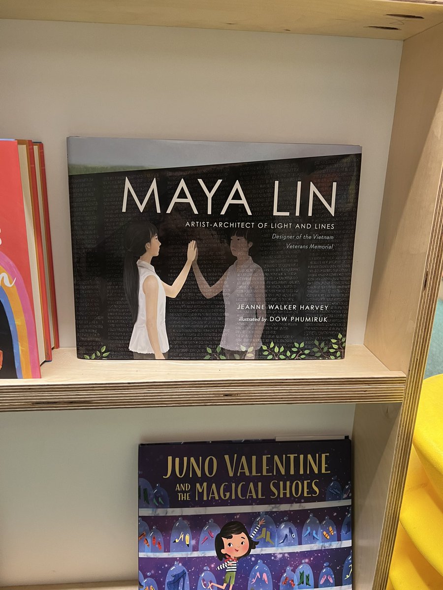 Hey @JeanneWHarvey look what I spotted at my local indie @villagewellcc! What a beautiful book. I learned so much about Maya Lin, the very young designer of the Vietnam Memorial. How cool that you were in school with her during that time. Congrats on this one!