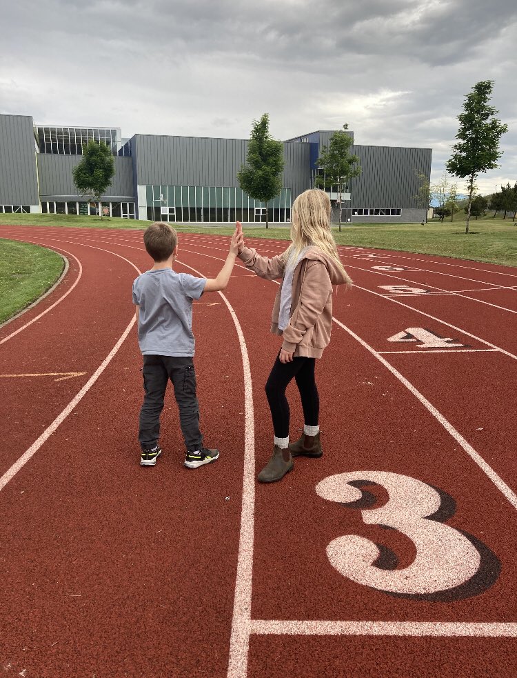 SD62_Sooke's tweet photo. When your little brother scouts the track with you before the big meet! https://t.co/v2SeB3iDUI