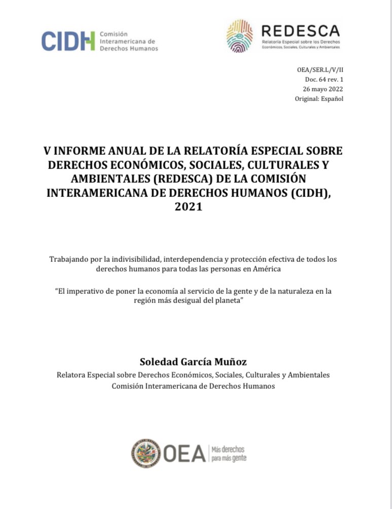 DESCA_CIDH's tweet photo. 📣📢📣Hoy #REDESCA publica su informe anual 2021, el cual ofrece un diagnóstico de la situación de los #DESCA en los 35 países miembros de la @OEA_Oficial durante todo el año, principales tendencias y actividades. Informe completo disponible aquí: https://t.co/HVKjJrQ5qM https://t.co/aowmlDGVn0