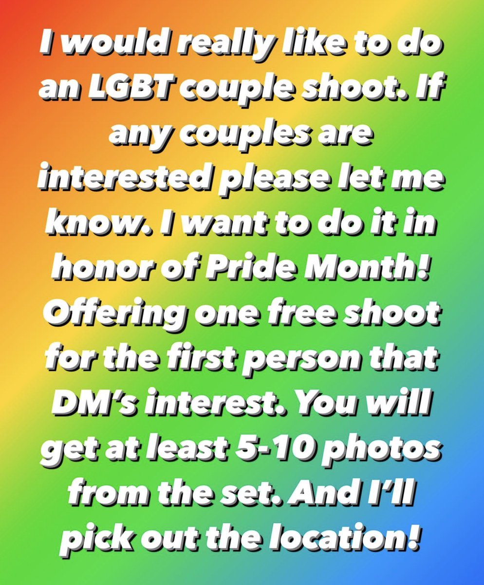 VictorieuxPhoto's tweet photo. Hit me up first come, first serve! #PrideMonth #LGBT #freeshoot #photography https://t.co/P1Py1PbqoS