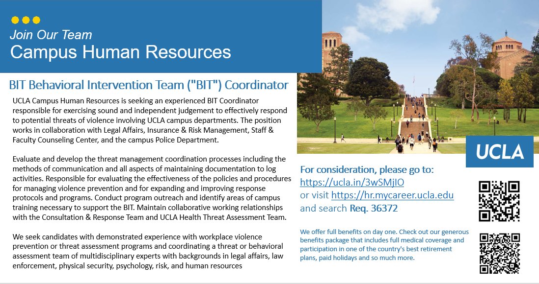 MichaelVYates's tweet photo. Are you working in a job or in your PURPOSE? 
Find your HOME at UCLA. Join the Bruin Family as a Behavioral Intervention Coordinator!
Apply: https://t.co/VrHHXtwonX https://t.co/YC0hxim6Rd