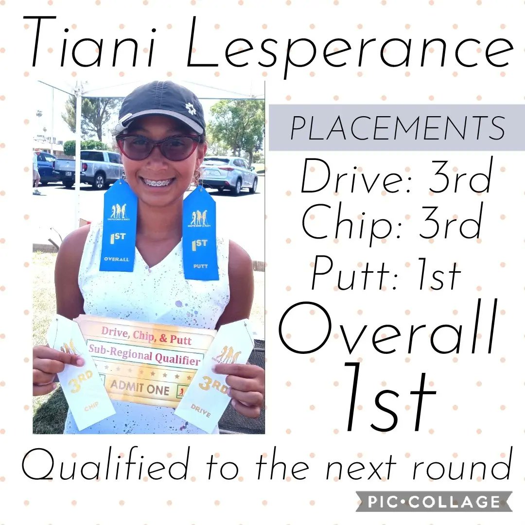 LoveAtAllTimes5's tweet photo. Winning State for Jr. High golf to competing in the Drive, Chip, and Putt Local Qualifier. Tiani took 1st place, scoring a 139, &amp; Nara 3rd place, scoring a 124. Both are advancing to the next level, Sub-Regional. Azaria earned her first ribbon.
 @Jles70434957 https://t.co/ICfqC65xD4