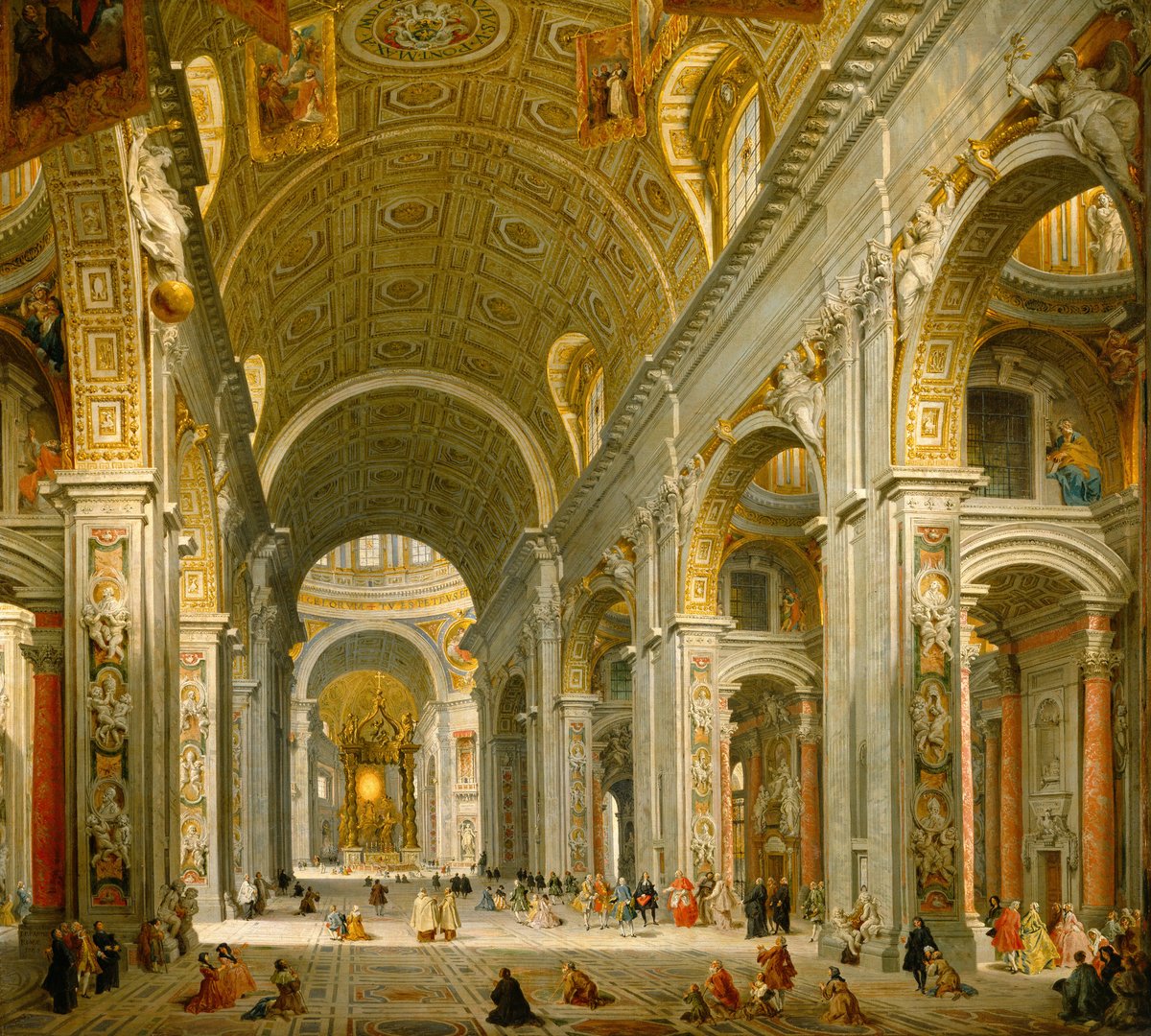 The Nave of St. Peter's Basilica by Giovanni Paolo Panini (1735)