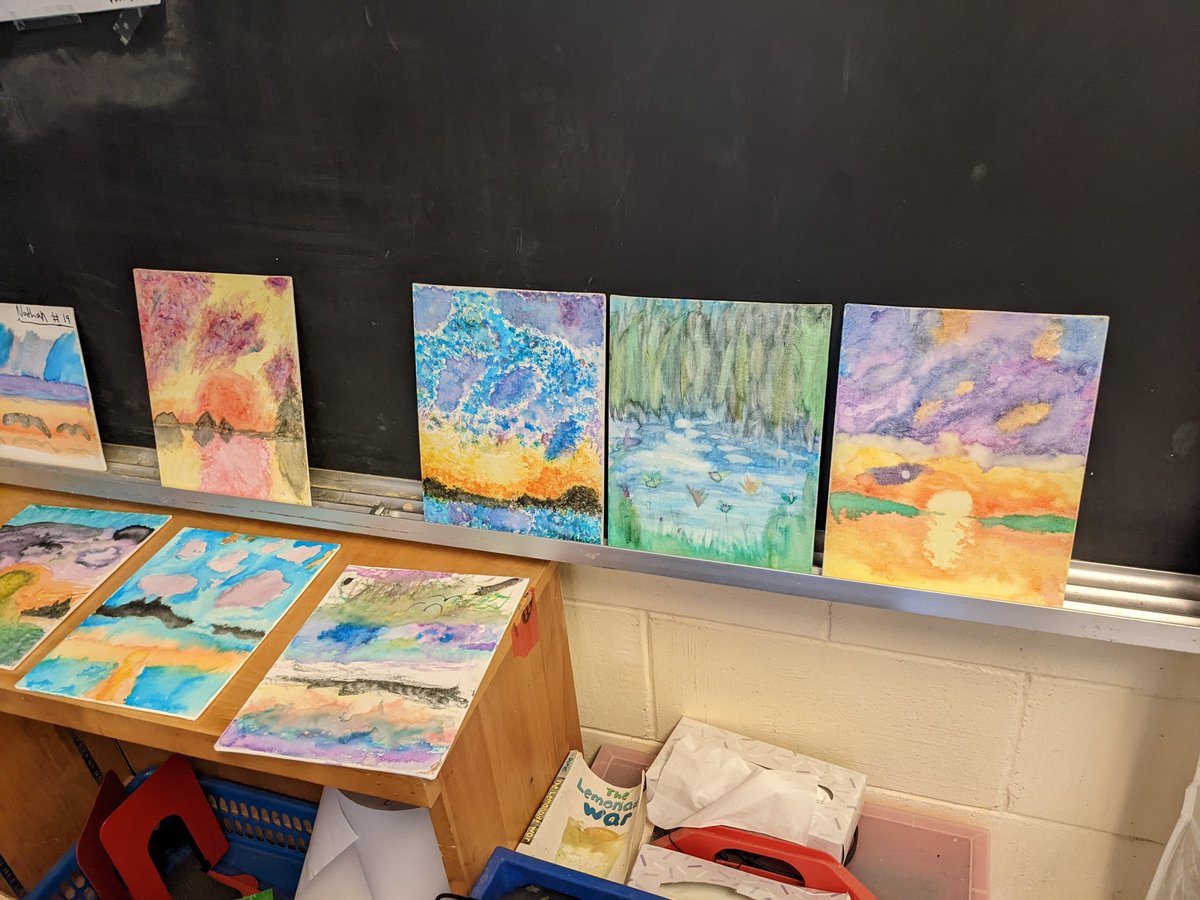 ShieldJanet's tweet photo. A great "paint night" activity after learning about l'impressionnisme et Claude Monet in French.  A huge thank you to Tammy Coo for sharing her expertise!  @WattPS https://t.co/wMfrg9TwRZ