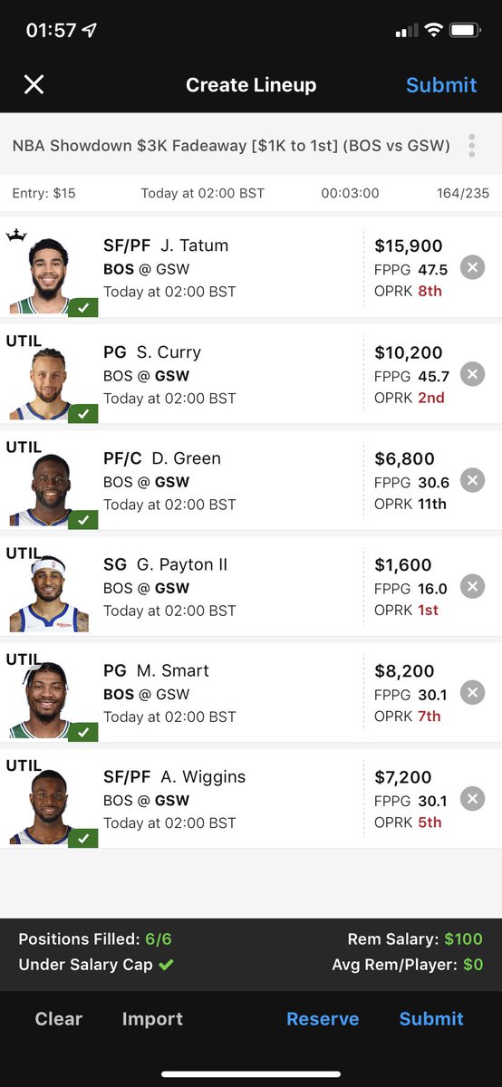 Showtime_DFS's tweet photo. #NBAFinals is here! Here’s a special full #DraftKings showdown lineup for you guys! #NBA #Game1 #GamblingTwitter #DFS https://t.co/nNABGZB6sn