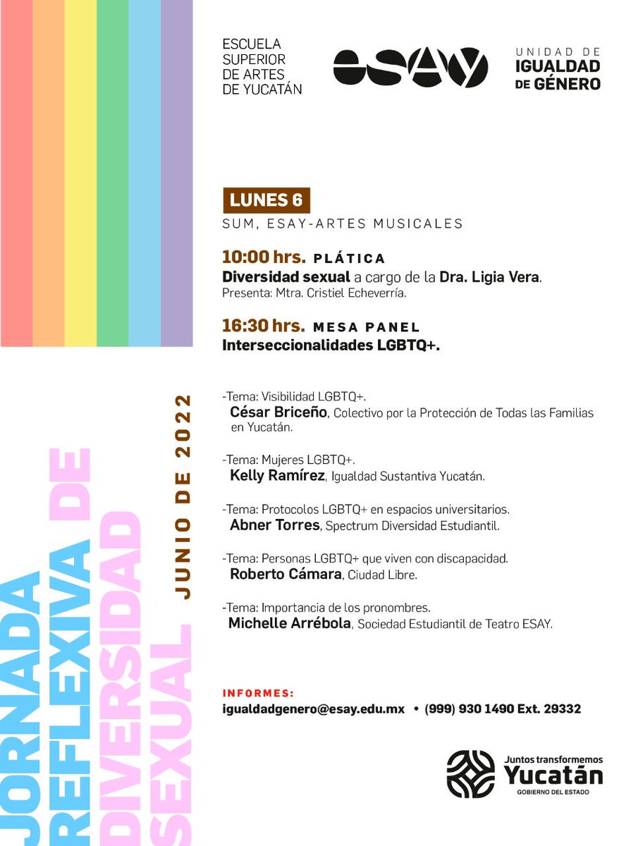 CesarBriceC's tweet photo. El lunes 6 de junio en el marco del mes del #Orgullo, desde el @ColectivoPTFYuc, participaremos en la mesa panel del @esayescuela:
Interseccionalidades LGBTQ+
junto a @IgualdadYucatan, @spectrumdivest y #CiudadLibre. https://t.co/42eVoIH3zo